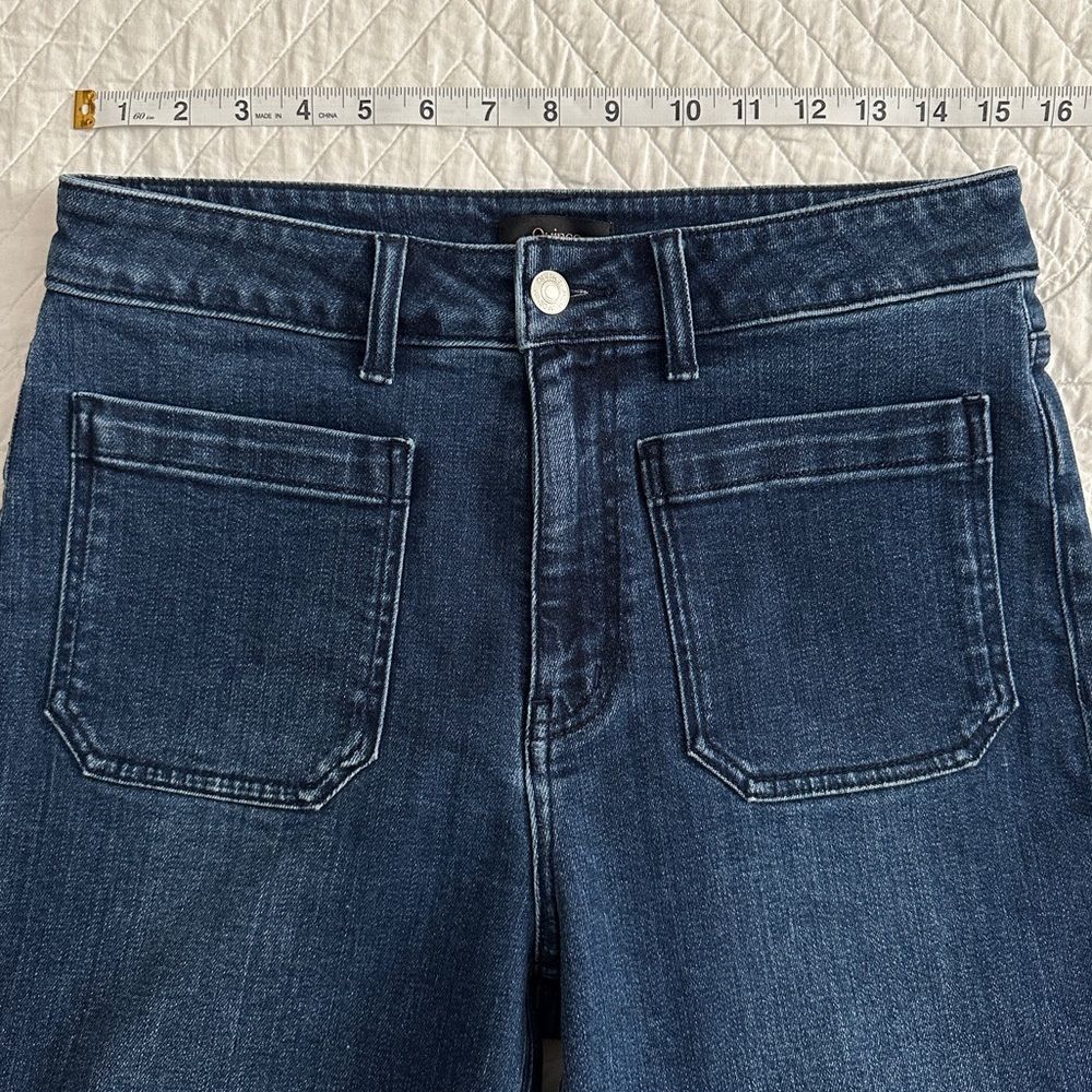 Quince Bella Stretch Patch Pocket Wide Leg Crop Jeans Women’s 30 Midnight Blue - Picture 10 of 12